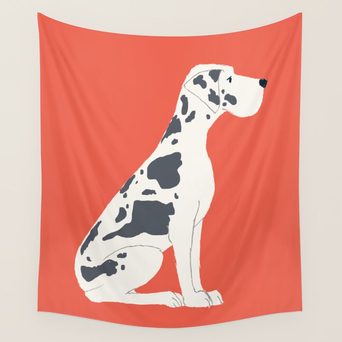 Great Dane Dog Illustration Wall Tapestry Gallery Image 1