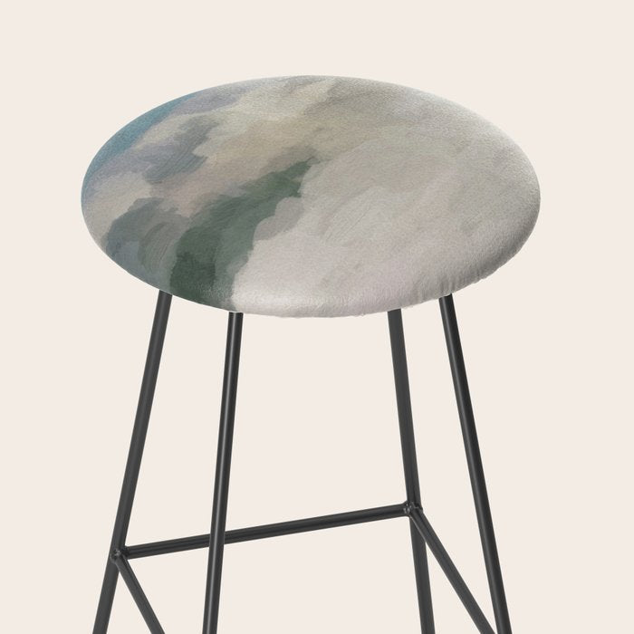 Sandy Dunes - Modern Abstract Painting, Teal Blue, Sage Green, Beige Yellow Prints Wall Art Ocean Stool Gallery Image 2