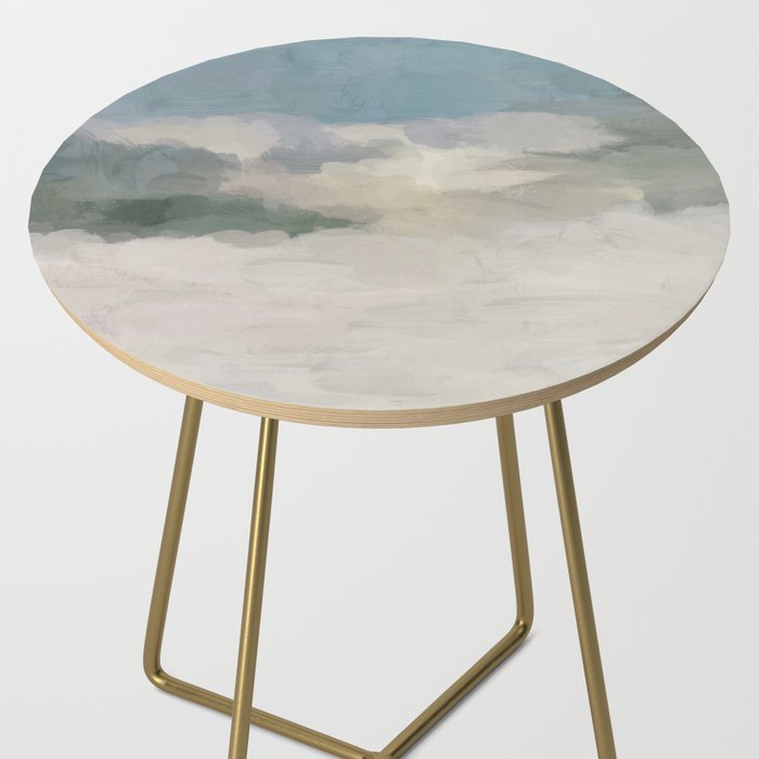 Sandy Dunes - Modern Abstract Painting, Teal Blue, Sage Green, Beige Yellow Prints Wall Art Ocean Side Table Gallery Image 2