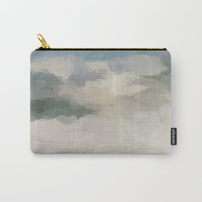 Sandy Dunes - Modern Abstract Painting, Teal Blue, Sage Green, Beige Yellow Prints Wall Art Ocean Carry All Pouch Gallery Image 1