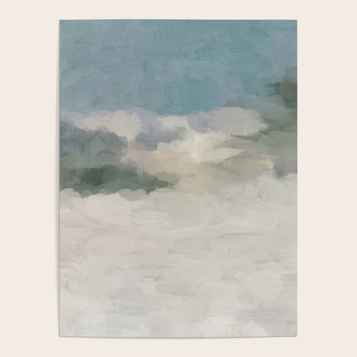 Sandy Dunes - Modern Abstract Painting, Teal Blue, Sage Green, Beige Yellow Prints Wall Art Ocean Poster Gallery Image 4