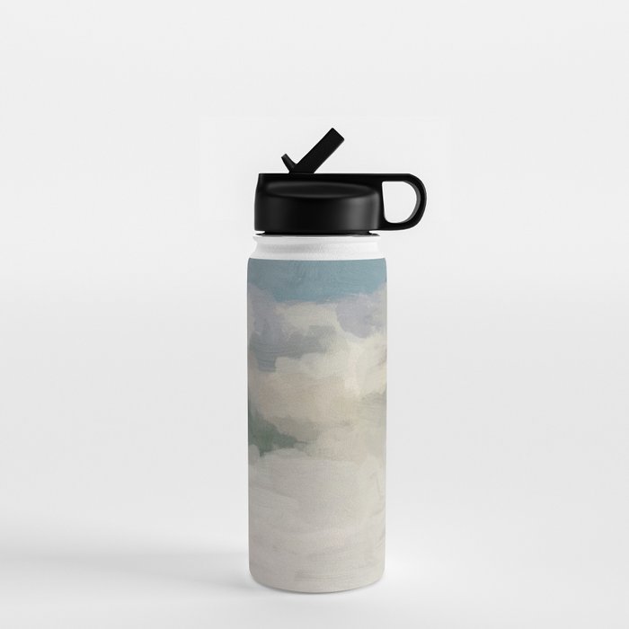 Sandy Dunes - Modern Abstract Painting, Teal Blue, Sage Green, Beige Yellow Prints Wall Art Ocean Water Bottle Gallery Image 1