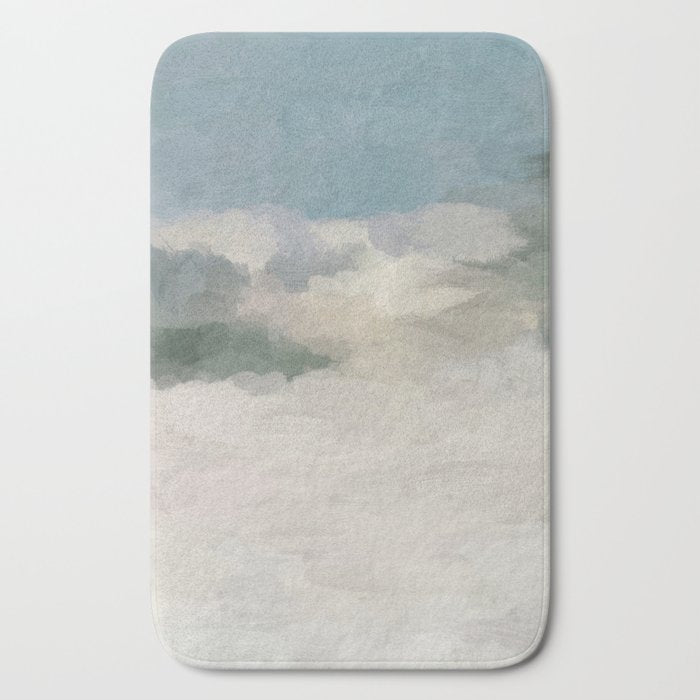 Sandy Dunes - Modern Abstract Painting, Teal Blue, Sage Green, Beige Yellow Prints Wall Art Ocean Bath Mat Gallery Image 2