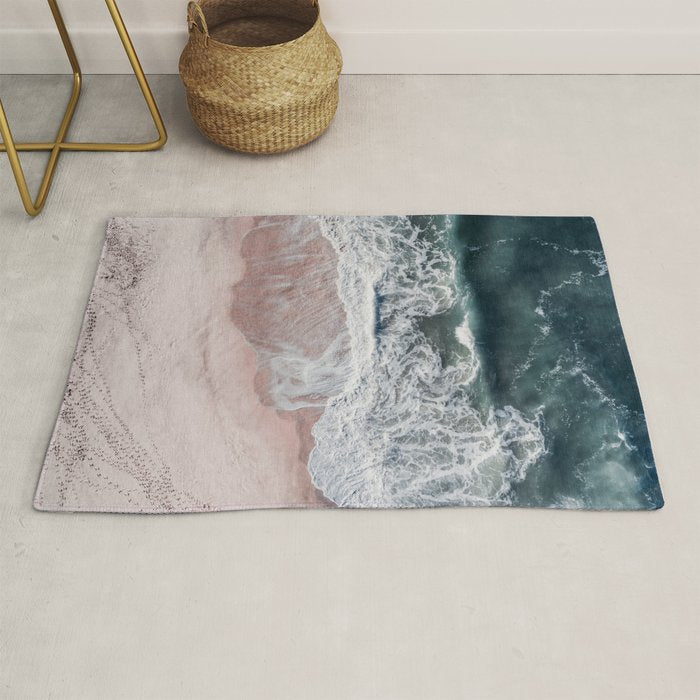 Crashing waves - Aerial Beach Ocean Sea Photography by Ingrid Beddoes Rug Gallery Image 1