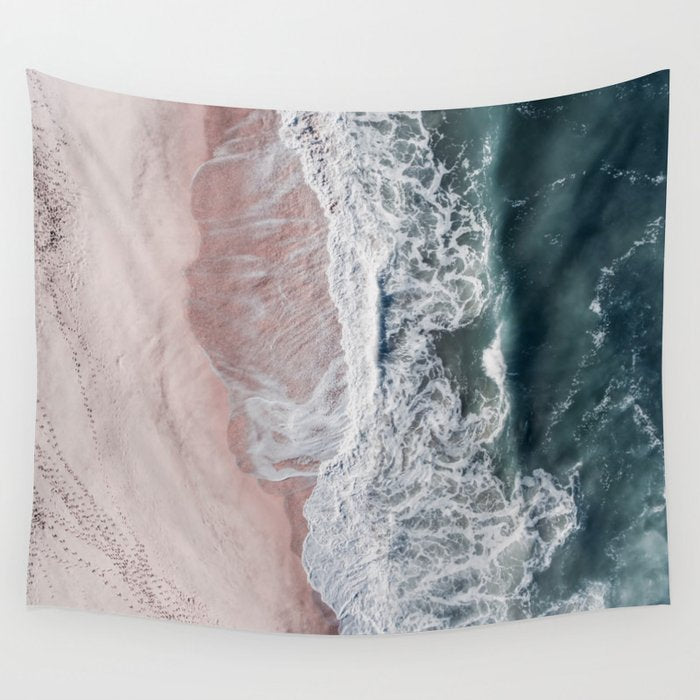 Crashing waves - Aerial Beach Ocean Sea Photography by Ingrid Beddoes Wall Tapestry Gallery Image 4