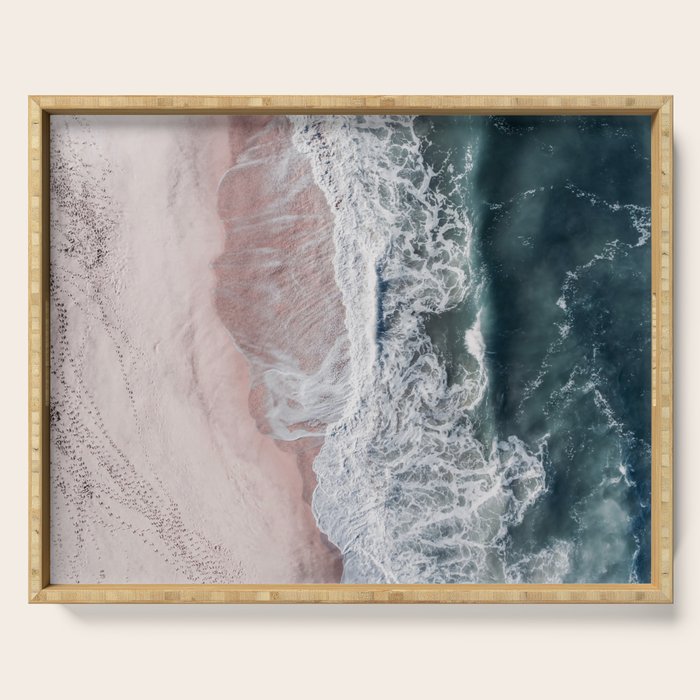 Crashing waves - Aerial Beach Ocean Sea Photography by Ingrid Beddoes Serving Tray Gallery Image 1