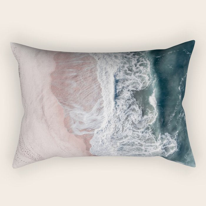 Crashing waves - Aerial Beach Ocean Sea Photography by Ingrid Beddoes Rectangular Pillow Gallery Image 1