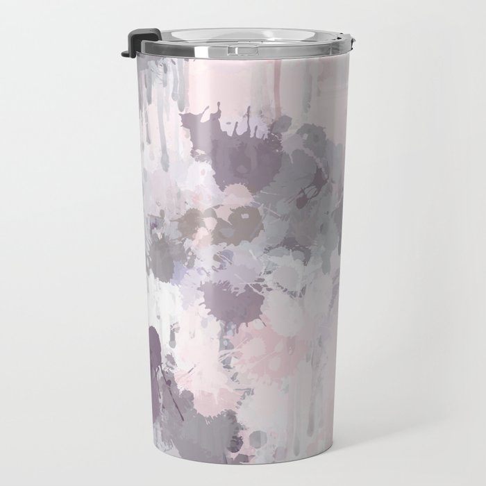 Modern Contemporary soft Pastel Pink Grey Abstract Travel Mug Gallery Image 3