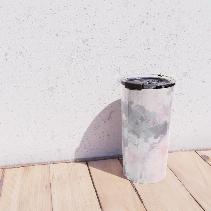 Modern Contemporary soft Pastel Pink Grey Abstract Travel Mug Gallery Image 4