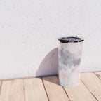 Modern Contemporary soft Pastel Pink Grey Abstract Travel Mug Gallery Image 4