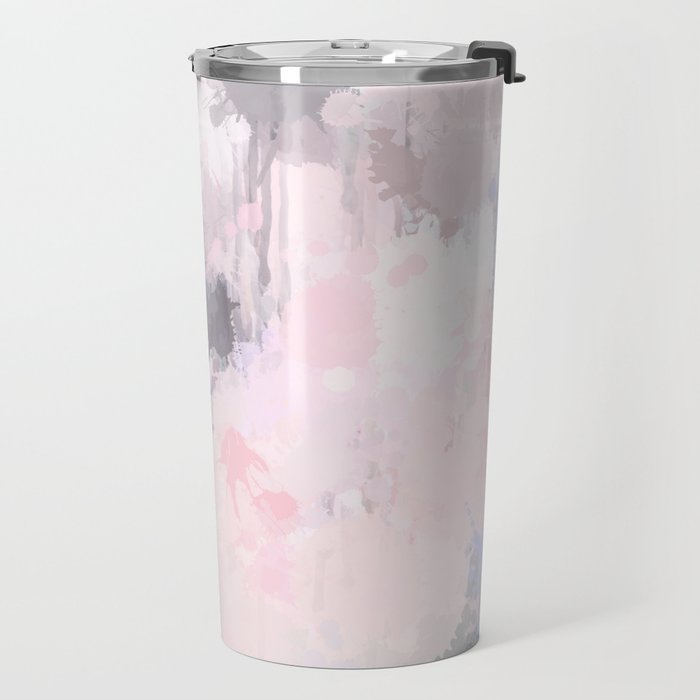 Modern Contemporary soft Pastel Pink Grey Abstract Travel Mug Gallery Image 2