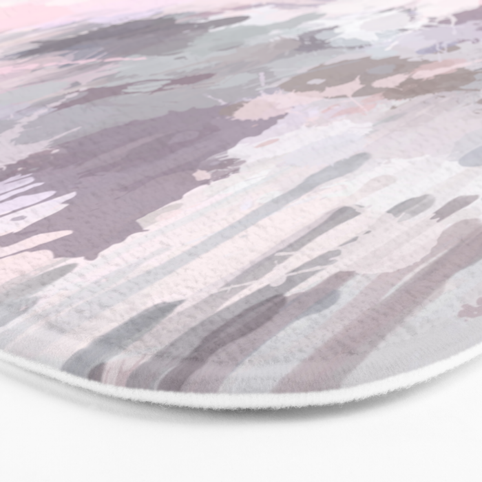 Modern Contemporary soft Pastel Pink Grey Abstract Bath Mat Gallery Image 3