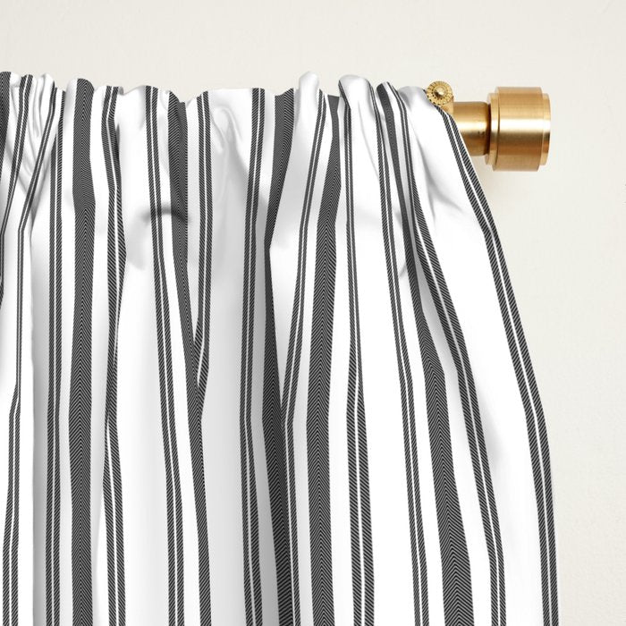Trendy French Black and White Mattress Ticking Double Stripes Window Curtain Gallery Image 2