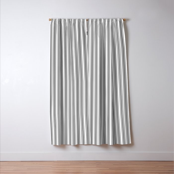 Trendy French Black and White Mattress Ticking Double Stripes Window Curtain Gallery Image 3