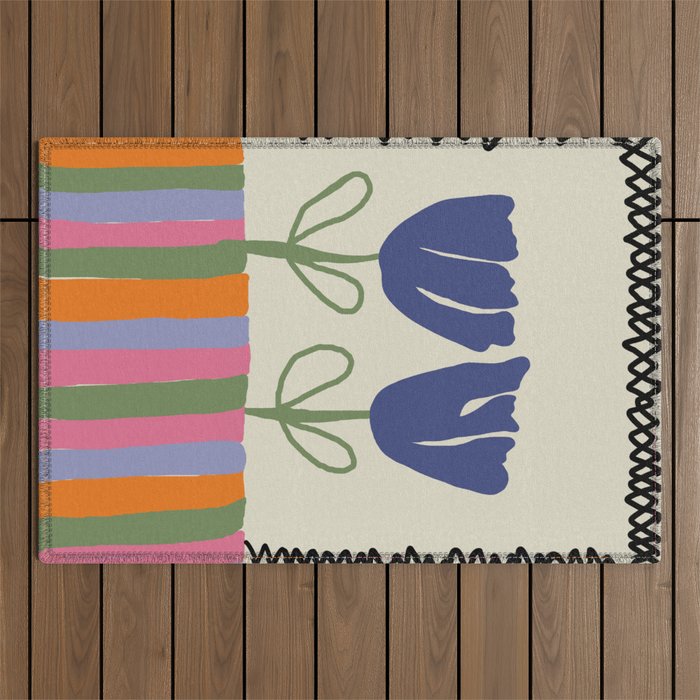Happy two blooming  Outdoor Rug Gallery Image 1