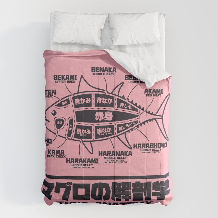 Tuna Anatomy Japanese Maguro Sushi - Coral Comforter Gallery Image 6