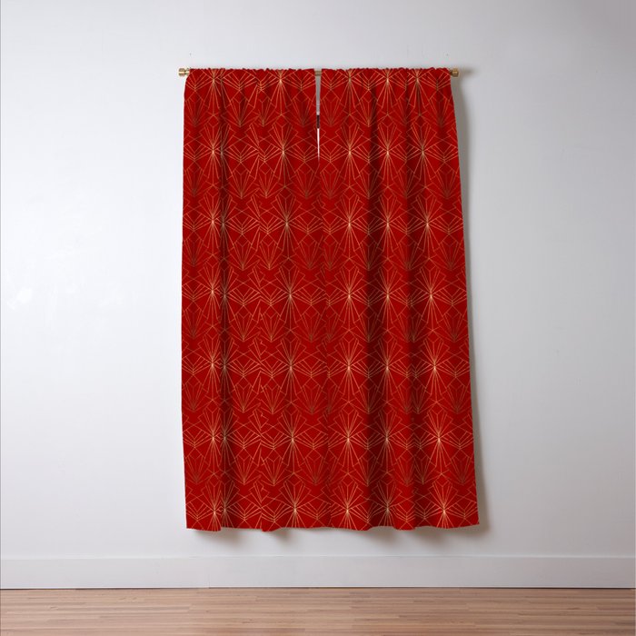 Crimson Red Art Deco Window Curtain Gallery Image 3