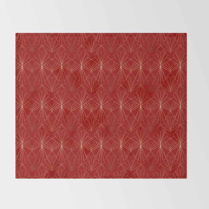 Crimson Red Art Deco Throw Blanket Gallery Image 2