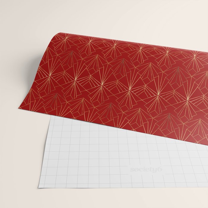 Crimson Red Art Deco Wrapping Paper Gallery Image 2
