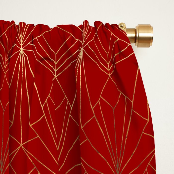 Crimson Red Art Deco Window Curtain Gallery Image 2