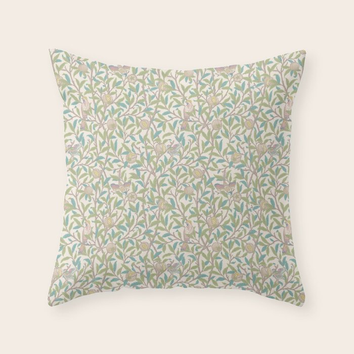 William Morris Bird and Pomegranate Pearl Jade Throw Pillow Gallery Image 6