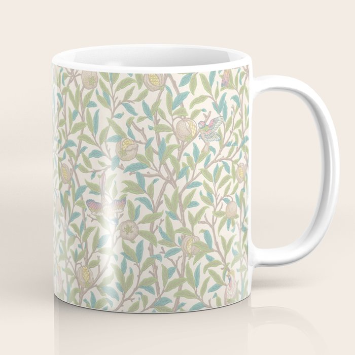 William Morris Bird and Pomegranate Pearl Jade Coffee Mug Gallery Image 1