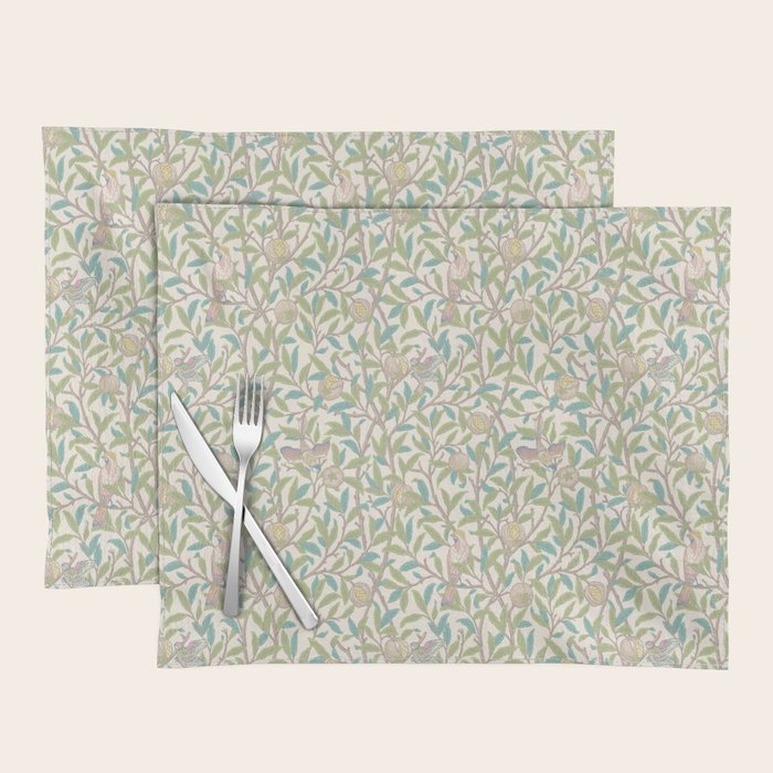 William Morris Bird and Pomegranate Pearl Jade Placemat Gallery Image 1