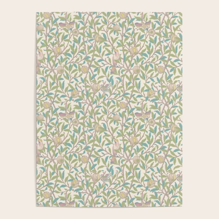 William Morris Bird and Pomegranate Pearl Jade Poster Gallery Image 1