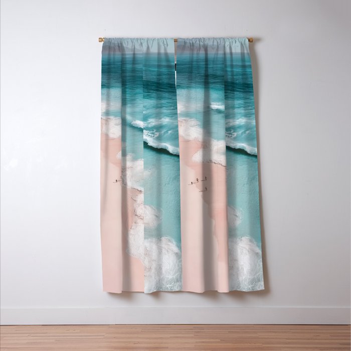 Dream Beach - Aerial Photography of Pink and Turquoise Coast Window Curtain Gallery Image 3