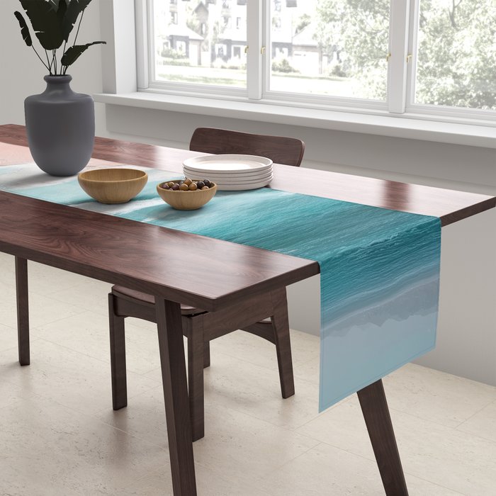 Dream Beach - Aerial Photography of Pink and Turquoise Coast Table Runner Gallery Image 2