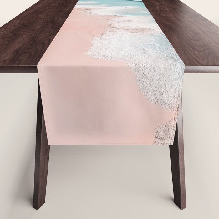 Dream Beach - Aerial Photography of Pink and Turquoise Coast Table Runner Gallery Image 1