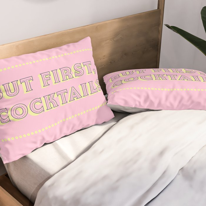 Pastel Pink Party Cocktails Pillow Sham Gallery Image 2