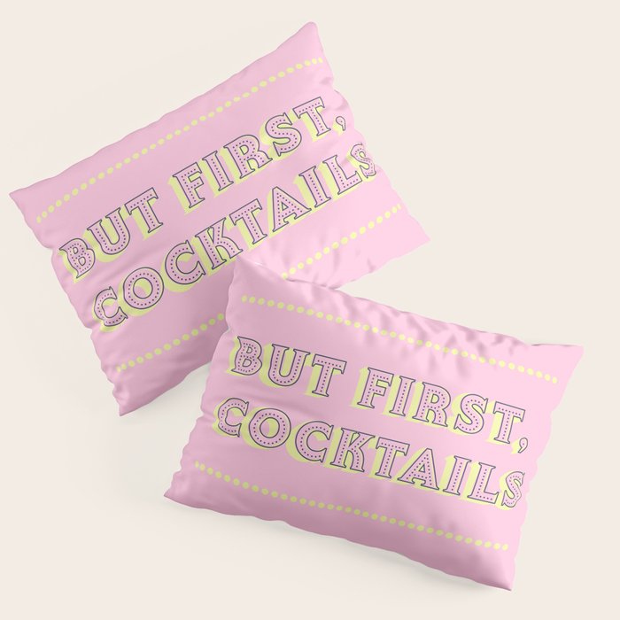 Pastel Pink Party Cocktails Pillow Sham Gallery Image 1