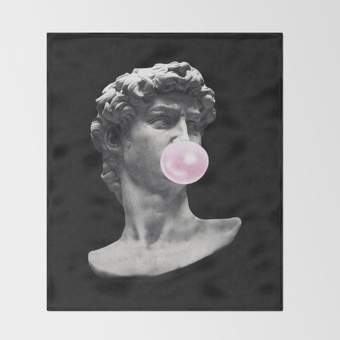 David blowing bubblegum bubble Throw Blanket Gallery Image 2
