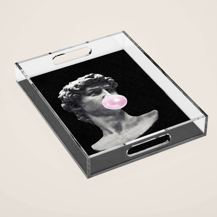 David blowing bubblegum bubble Acrylic Tray Gallery Image 1