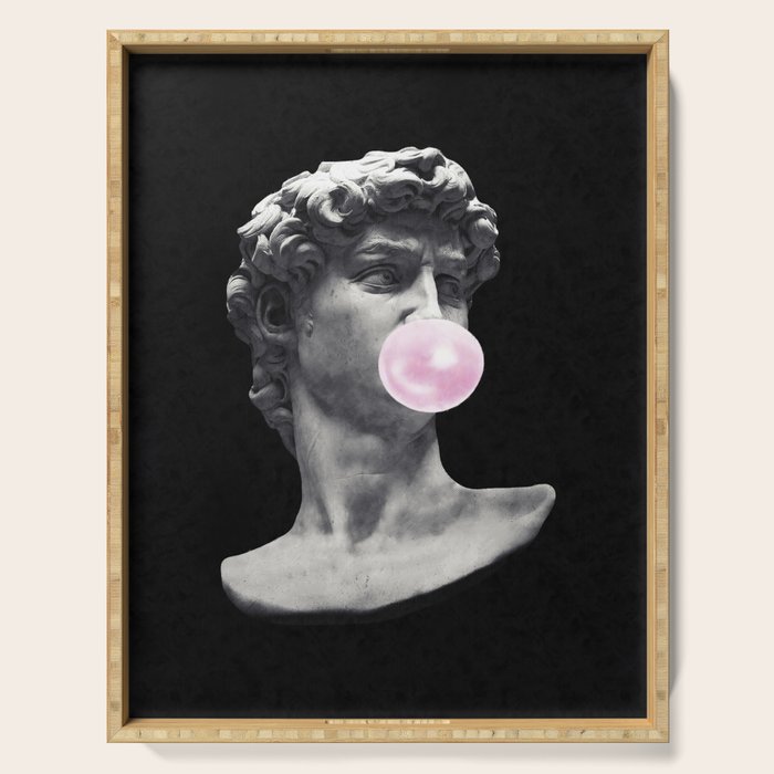 David blowing bubblegum bubble Serving Tray Gallery Image 1