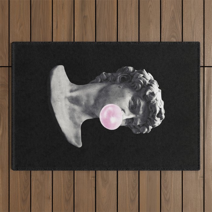David blowing bubblegum bubble Outdoor Rug Gallery Image 1