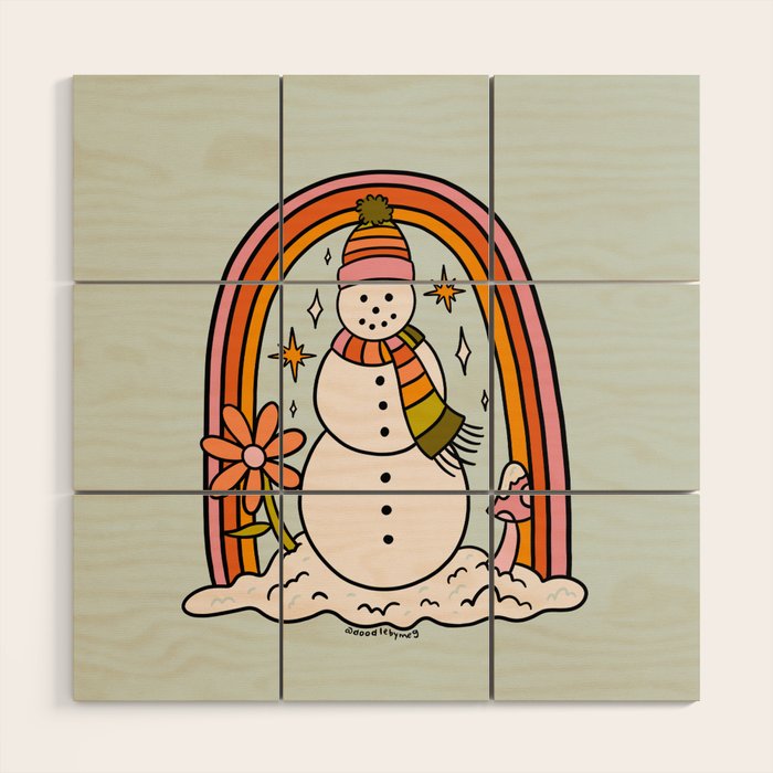Rainbow Snowman Wood Wall Art Gallery Image 1