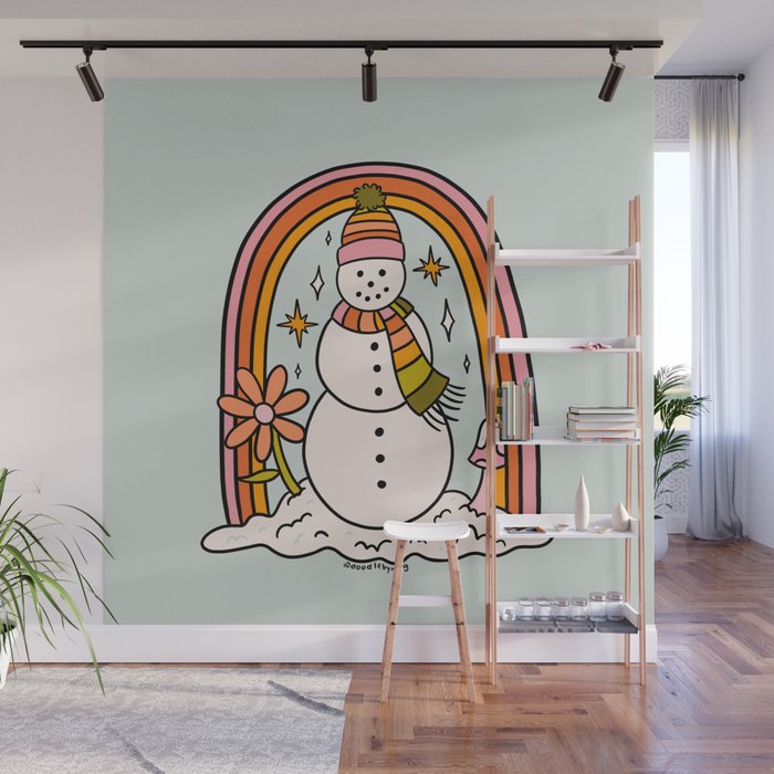 Rainbow Snowman Wall Mural Gallery Image 1