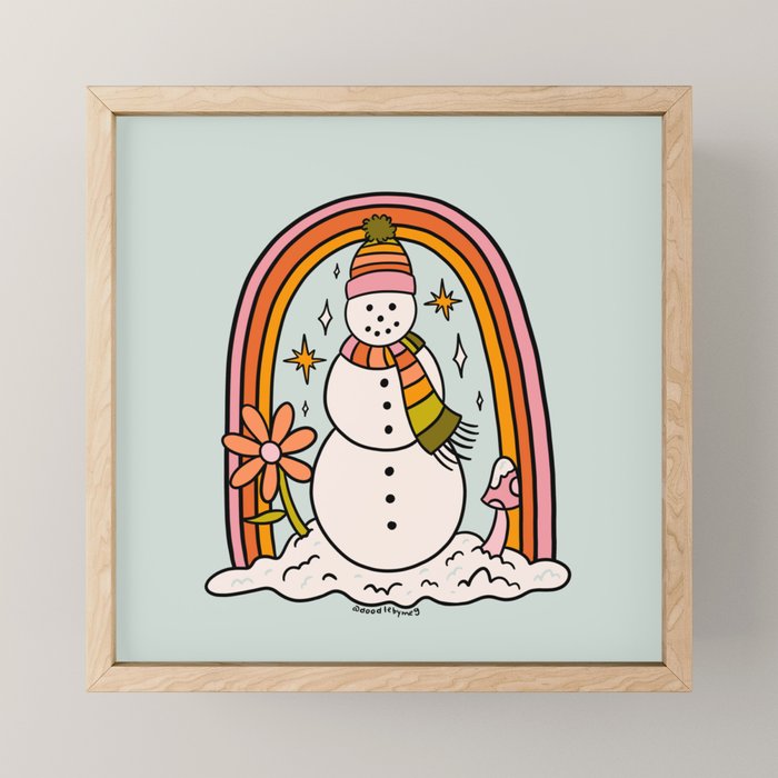 Rainbow Snowman Mini Art Print Gallery Image 1