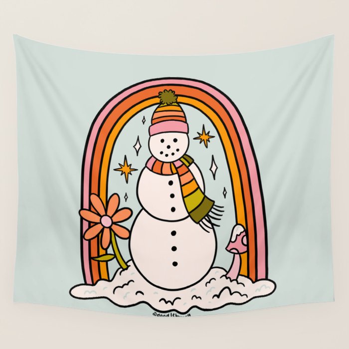 Rainbow Snowman Wall Tapestry Gallery Image 1