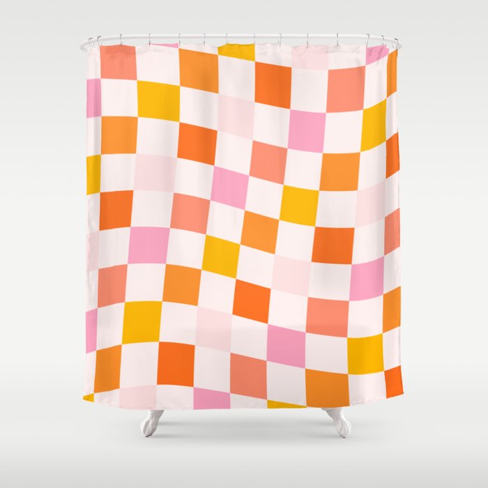 Checkers: PATTERN 04 | The Peach Edition Shower Curtain Gallery Image 1