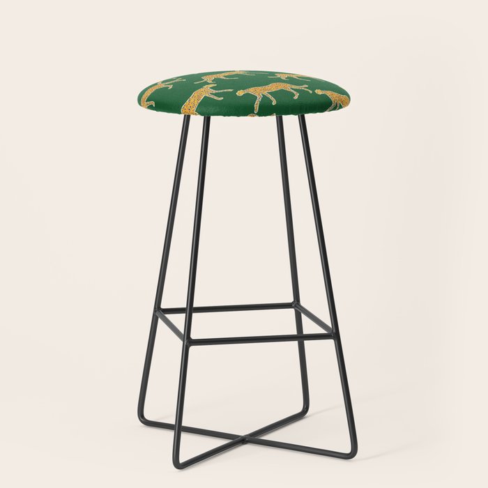 Tropical Animal Print Green Cheetah Illustration Stool Gallery Image 1