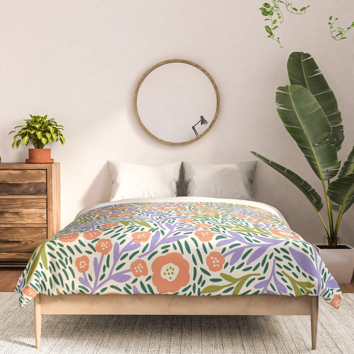 Botanical Garden - Peach, Lilac and Olive Green Comforter Gallery Image 3