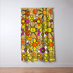 70s Retro Flowers Gingham Floral Pattern Orange Yellow Cream Window Curtain Gallery Image 3