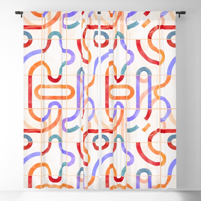 Colorful Curved Path Tiles G Window Curtain Gallery Image 5