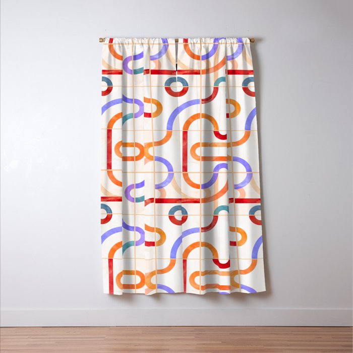 Colorful Curved Path Tiles G Window Curtain Gallery Image 3