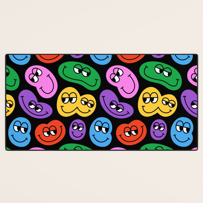 Colorful retro smiling face cartoon pattern Desk Mat Gallery Image 3