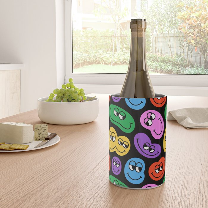 Colorful retro smiling face cartoon pattern Wine Chiller Gallery Image 4