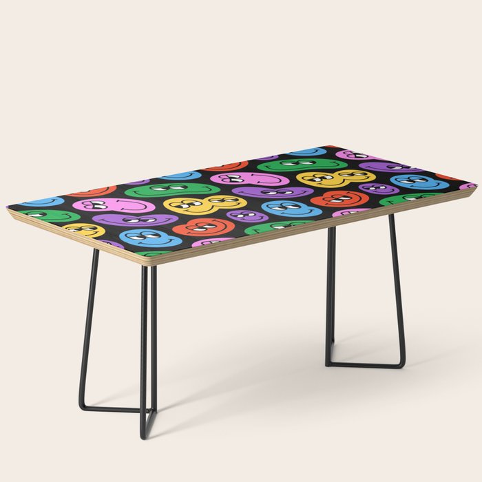 Colorful retro smiling face cartoon pattern Coffee Table Gallery Image 1